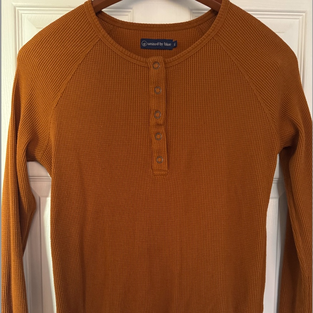 United by Blue waffle thermal Henley tee, Copper Fall Color, XL Anthropologie